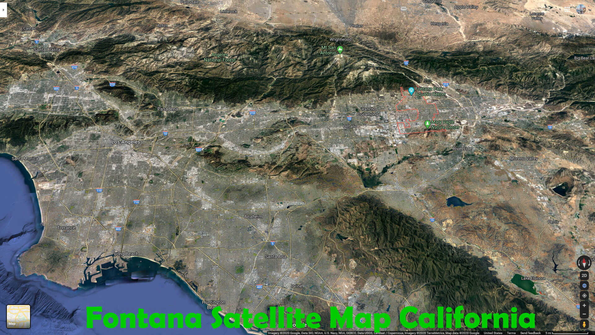 Fontana Satellite Carte californie